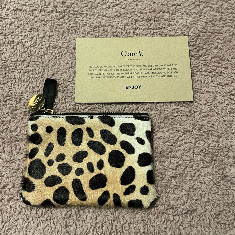 Clare V Leopard Hair Coin Clutch